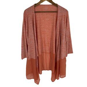 Lane Bryant 3/4 Sleeve Open Front Lightweight Cardigan With Sheer Hem Size 22/24